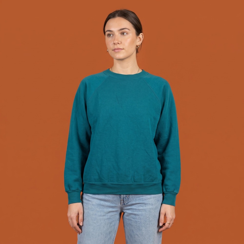 Hanes Her Way Sweatshirt Womens XL Raglan Sleeve Teal Solid EUC Hanes